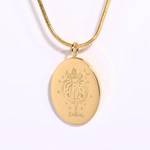 Oval Zodiac Pendant Necklace