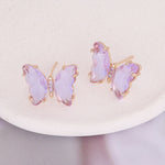 Load image into Gallery viewer, Colorful Crystal Butterfly Stud Earrings
