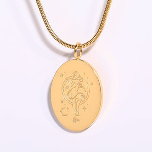 Oval Zodiac Pendant Necklace