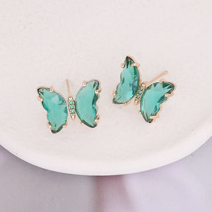 Colorful Crystal Butterfly Stud Earrings