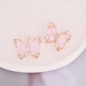 Colorful Crystal Butterfly Stud Earrings